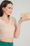 Zoozie Bags Cartera de Mujer de Piel PU Beige 9.5 x 2 x 10 cm